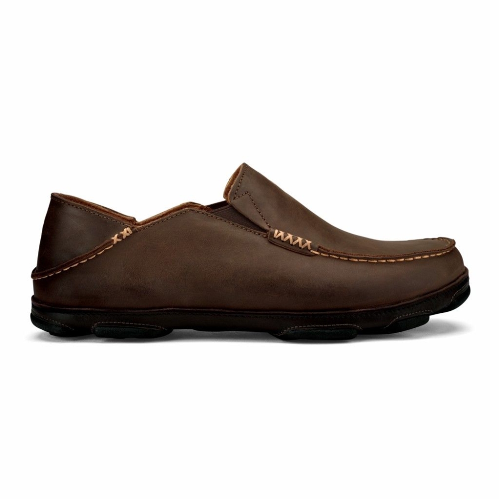 Brown Men's OluKai Moloa Slip On Shoes | USA97415I